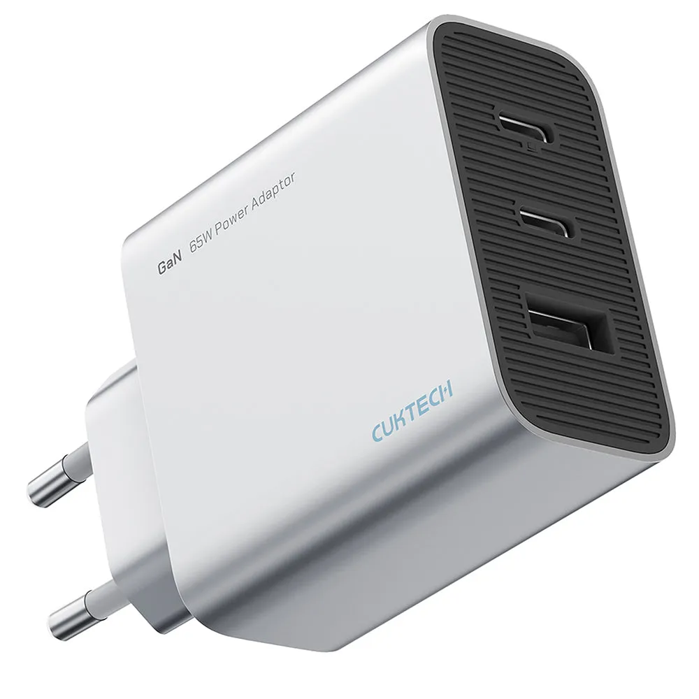 Caricatore da rete Cuktech, 65W, 3,25A, 1 x USB-A - 2 x USB-C, Bianco CUK0A15CEUSL - immagine 1