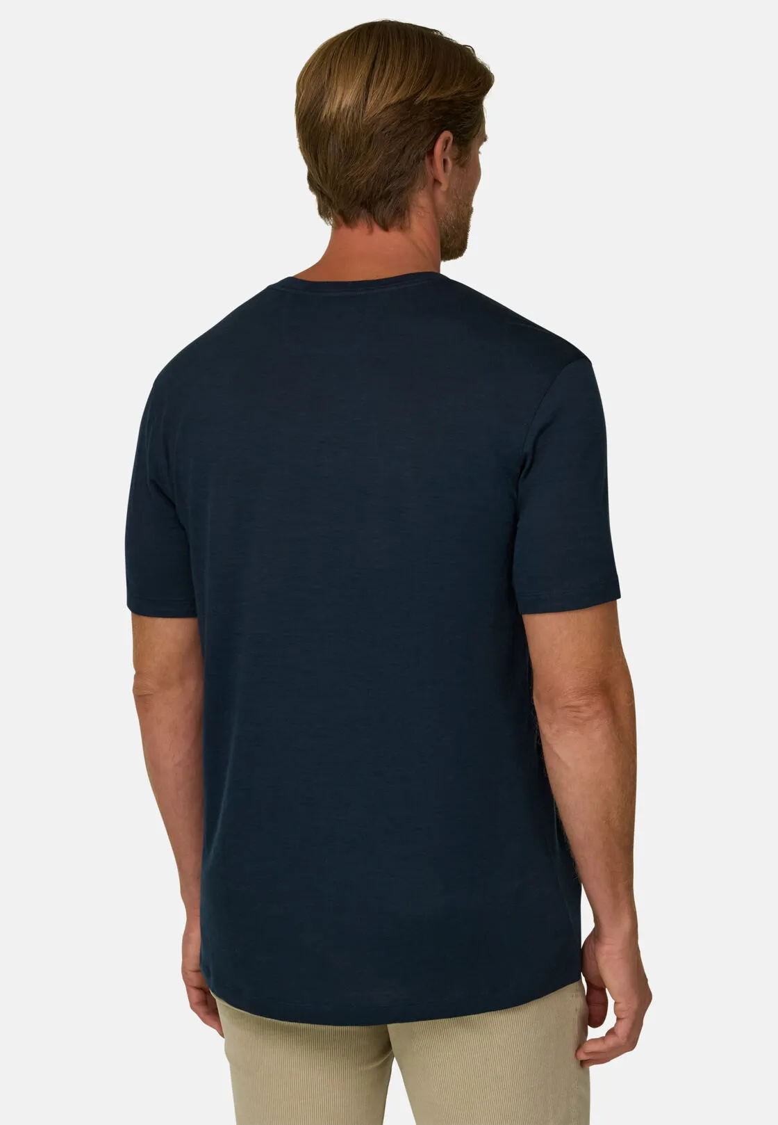 Boggi, T-shirt Jersey Misto Cotone Tencel, Uomo, Navy, Taglia: L - immagine 4