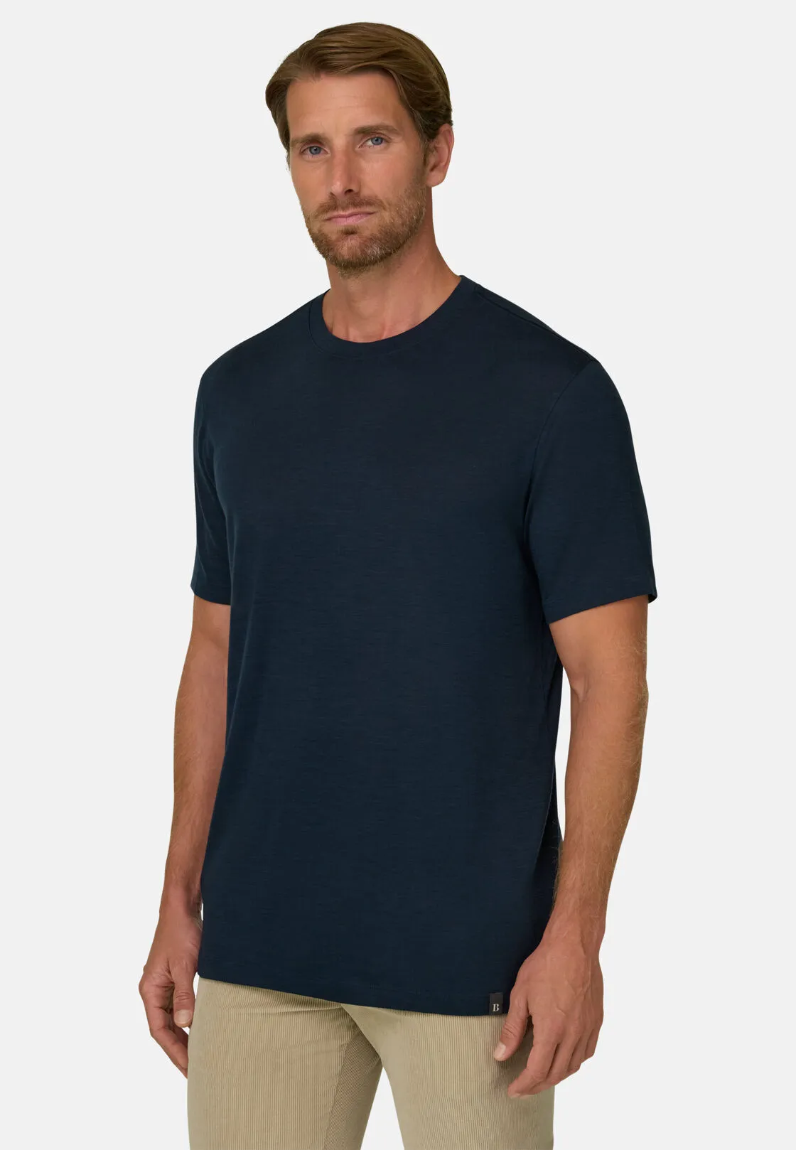 Boggi, T-shirt Jersey Misto Cotone Tencel, Uomo, Navy, Taglia: M - immagine 1
