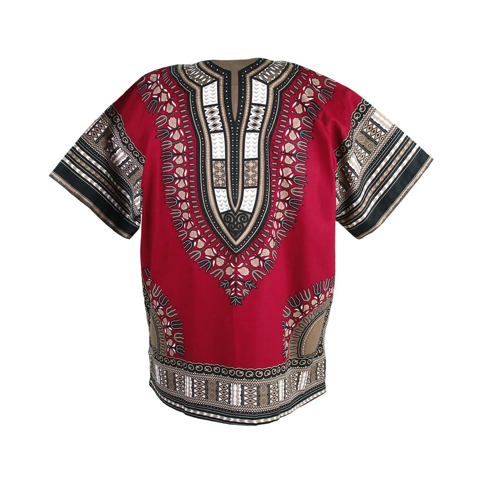 Mymyguoe Maglietta da uomo africana Dashiki Colorata Hippie Festival Abbigliamento Estivo Africa Style Dashiki Tee Shirt Stampa Floreale Camicia Tradizionale Africana Dashiki, Vino, 5XL - immagine 6