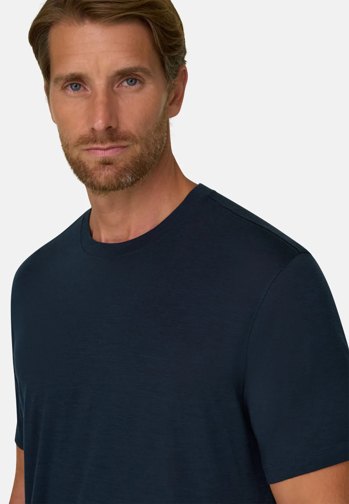 Boggi, T-shirt Jersey Misto Cotone Tencel, Uomo, Navy, Taglia: XL - immagine 3