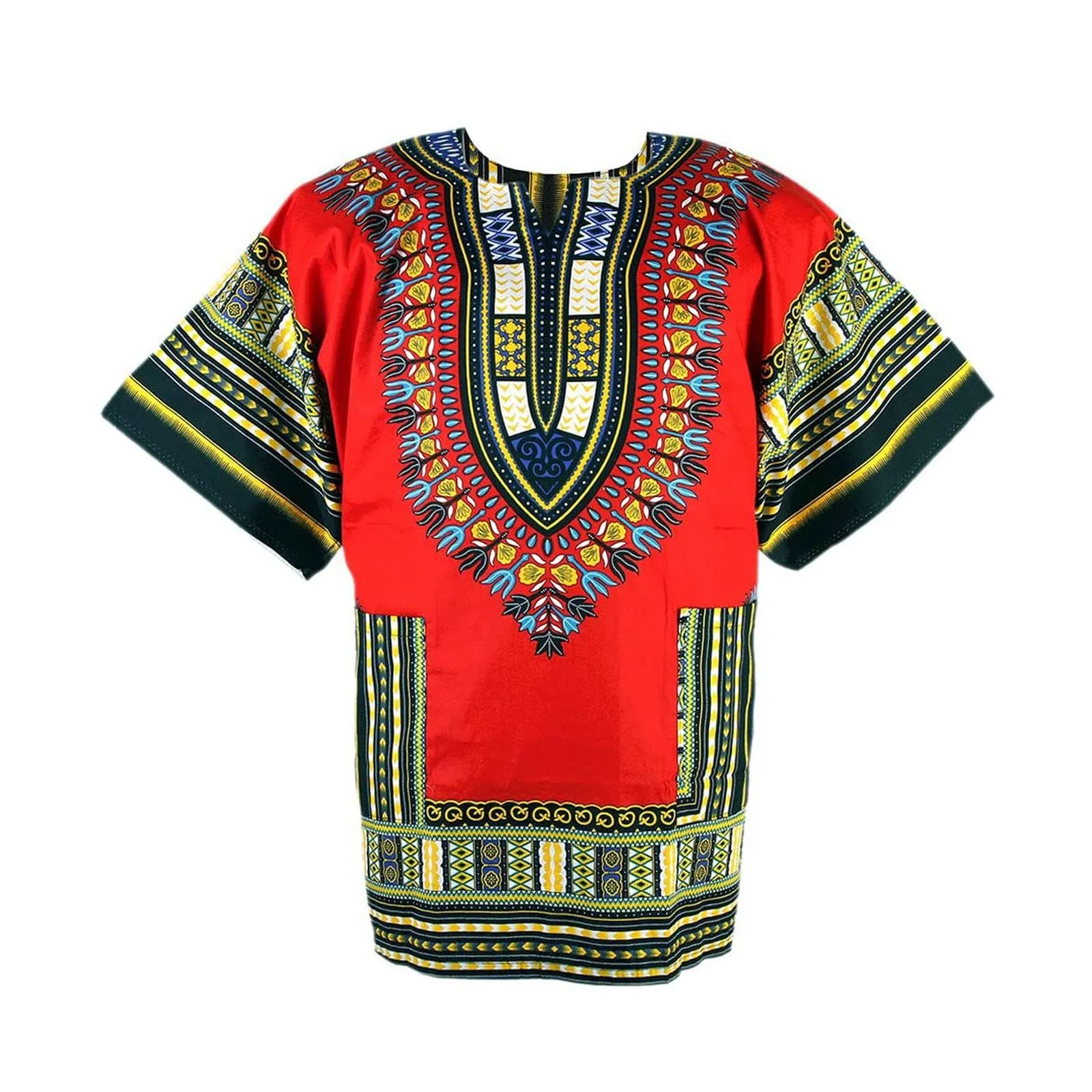Mymyguoe Maglietta da uomo africana Dashiki Colorata Hippie Festival Abbigliamento Estivo Africa Style Dashiki Tee Shirt Stampa Floreale Camicia Tradizionale Africana Dashiki, Colore: rosso, 6XL - immagine 5