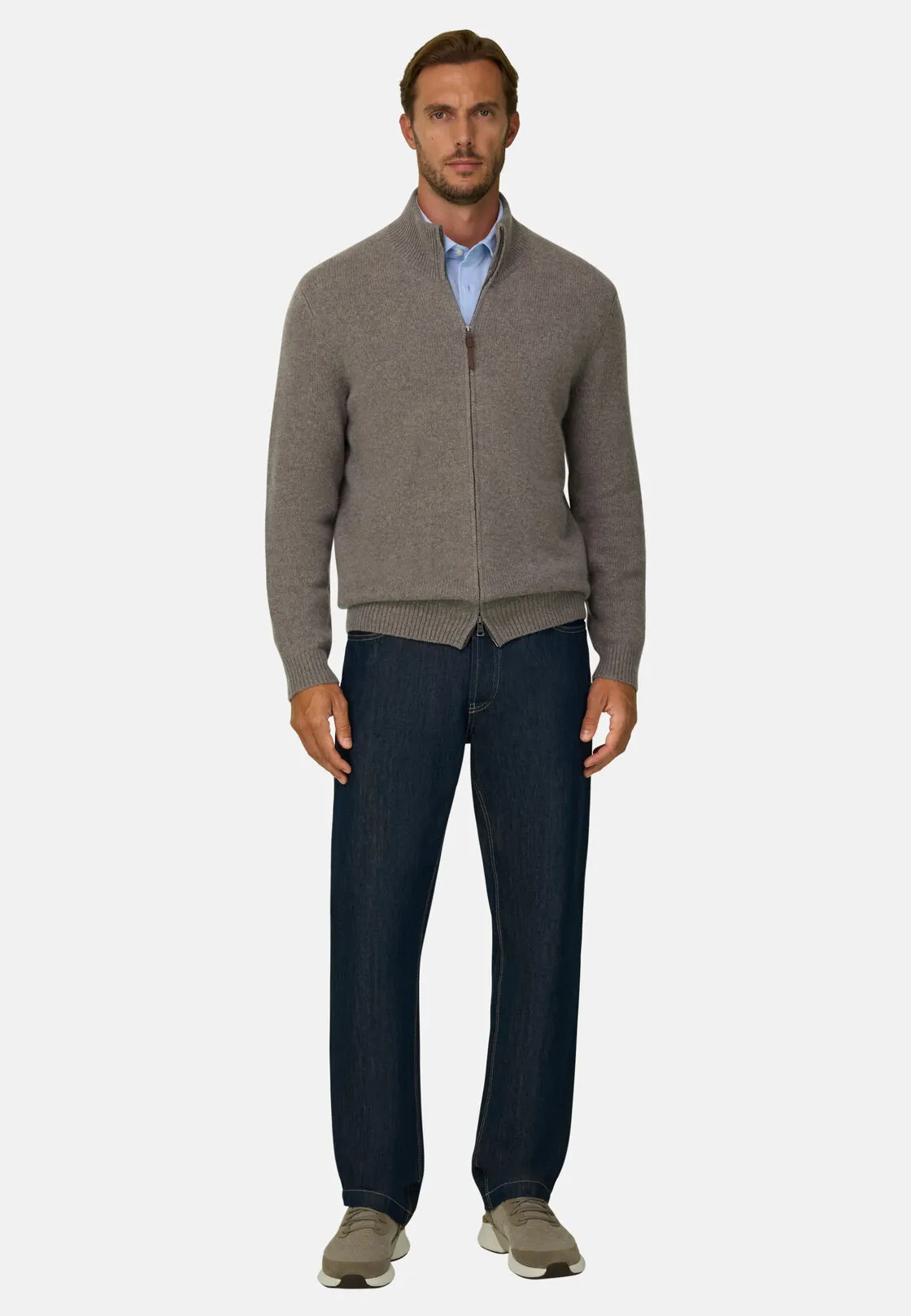 Boggi, Maglia Full Zip In Lana Cashmere, Uomo, Taupe, Taglia: L - immagine 2
