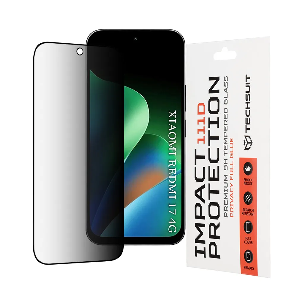 Pellicola protettiva per schermo Privacy Techsuit per Xiaomi Redmi 17 5G / 17 4G, Vetro Temperato, Full Glue, 111D - immagine 1