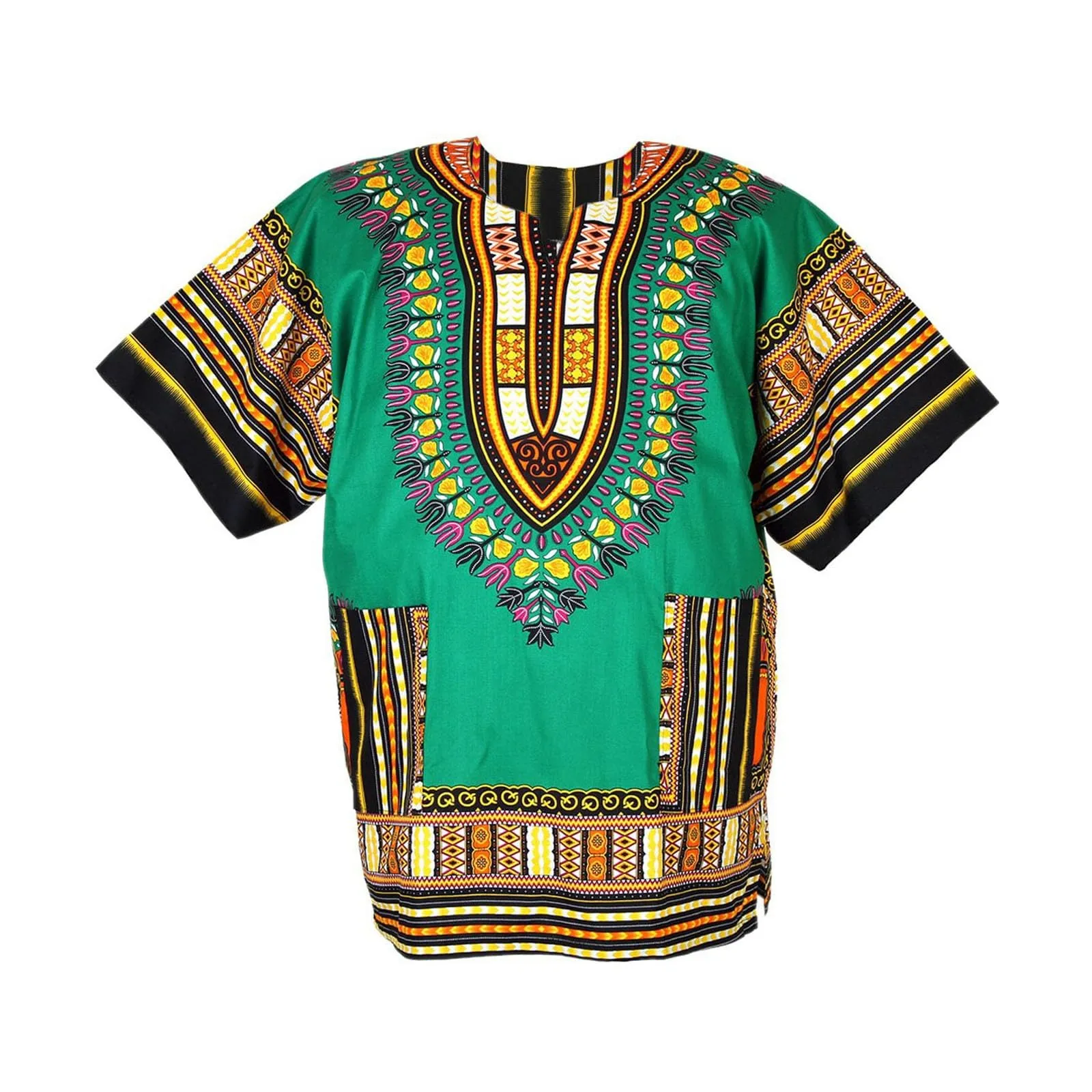 Mymyguoe Maglietta da uomo africana Dashiki Colorata Hippie Festival Abbigliamento Estivo Africa Style Dashiki Tee Shirt Stampa Floreale Camicia Tradizionale Africana Dashiki, verde, M - immagine 5