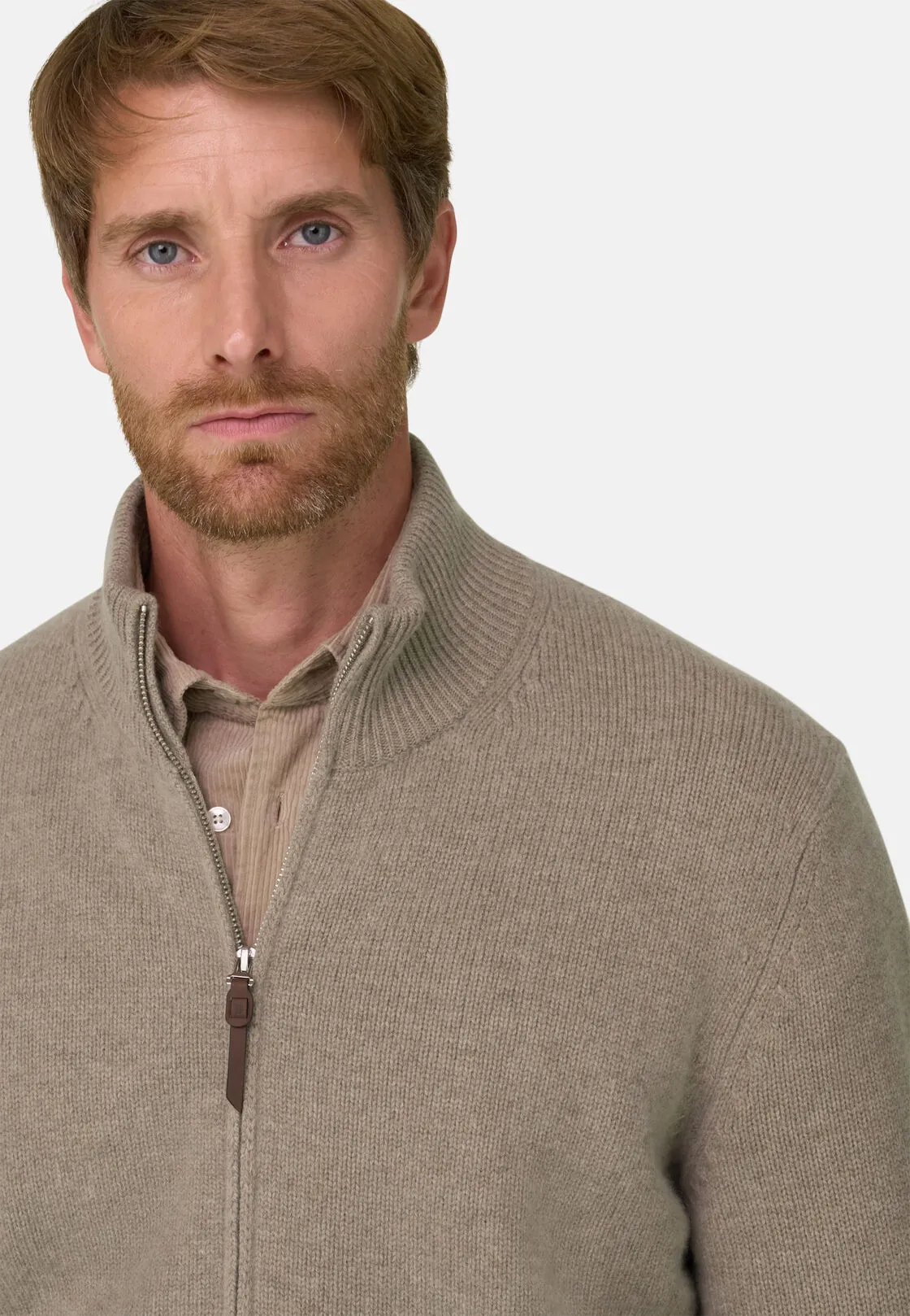 Boggi, Maglia Full Zip In Lana Cashmere, Uomo, Beige, Taglia: M - immagine 3