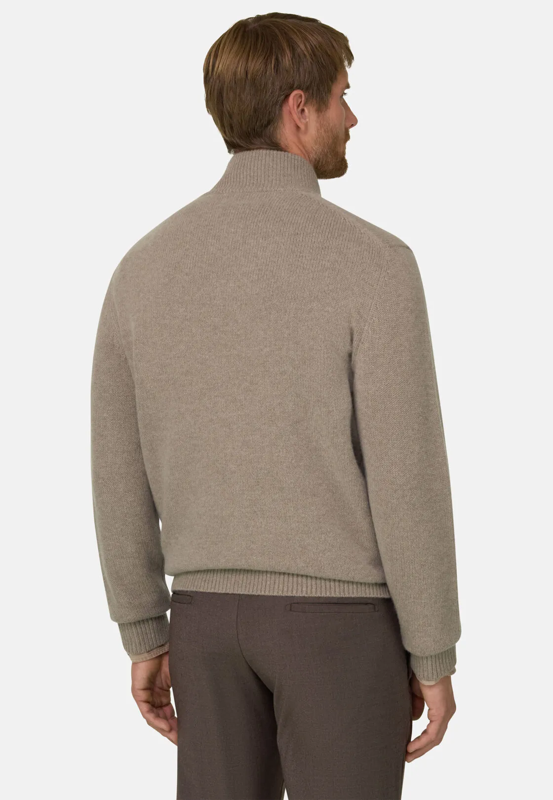 Boggi, Maglia Full Zip In Lana Cashmere, Uomo, Beige, Taglia: M - immagine 4