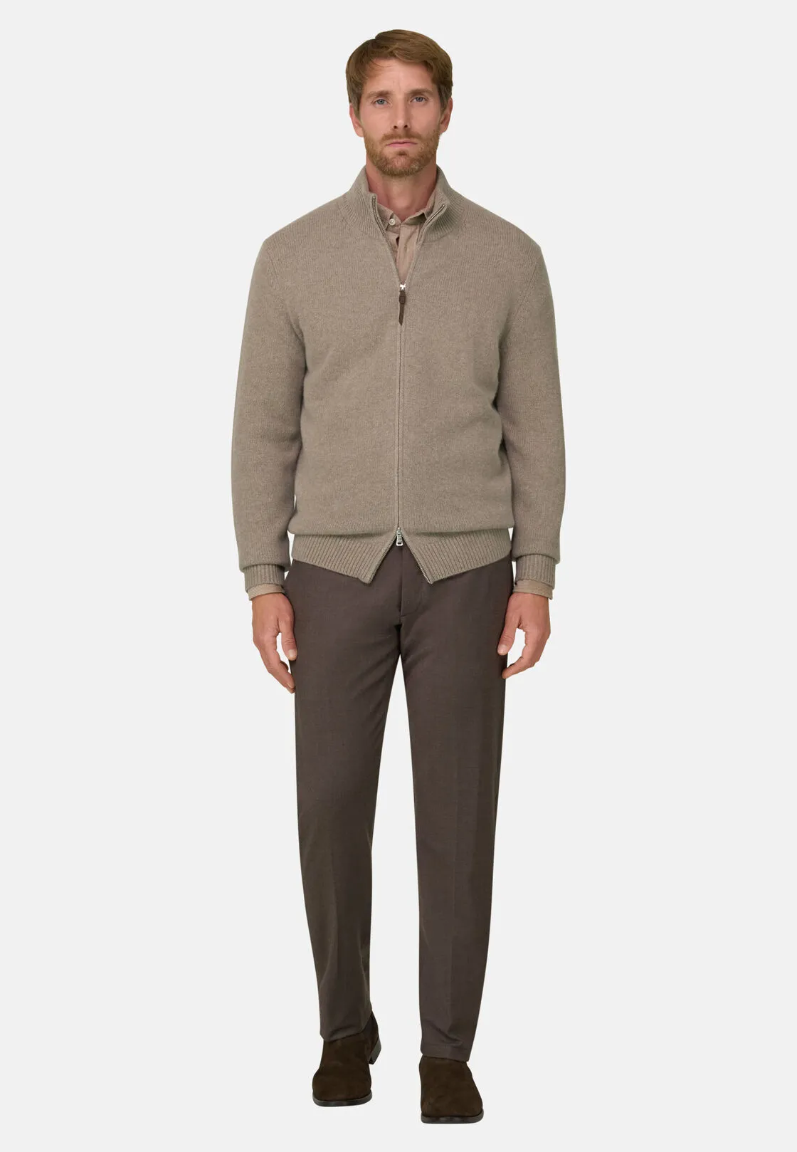 Boggi, Maglia Full Zip In Lana Cashmere, Uomo, Beige, Taglia: S - immagine 2