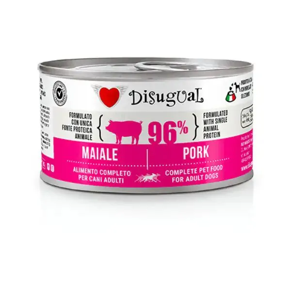 Disugual Monoproteico Grain Free 150 gr Maiale - confezione da 12 pezzi - Umido monoproteico cane - immagine 1