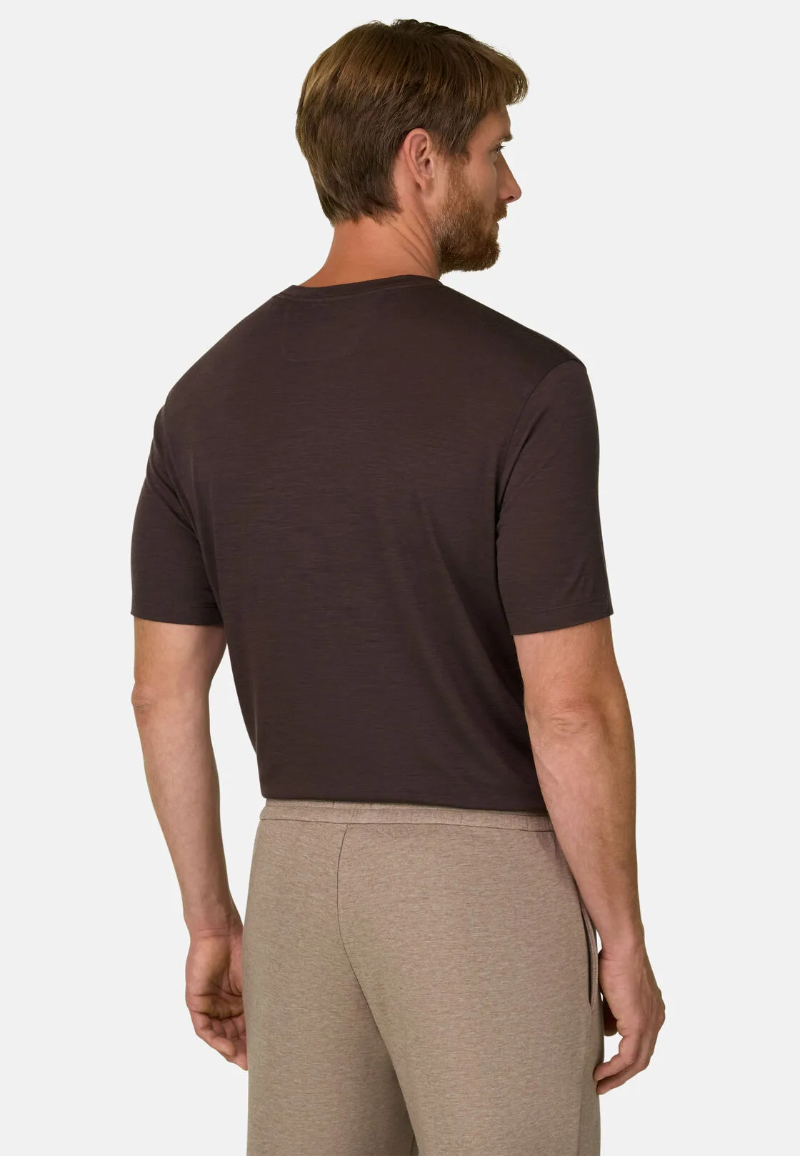 Boggi, T-shirt Jersey Misto Cotone Tencel, Uomo, Marrone scuro, Taglia: XL - immagine 4