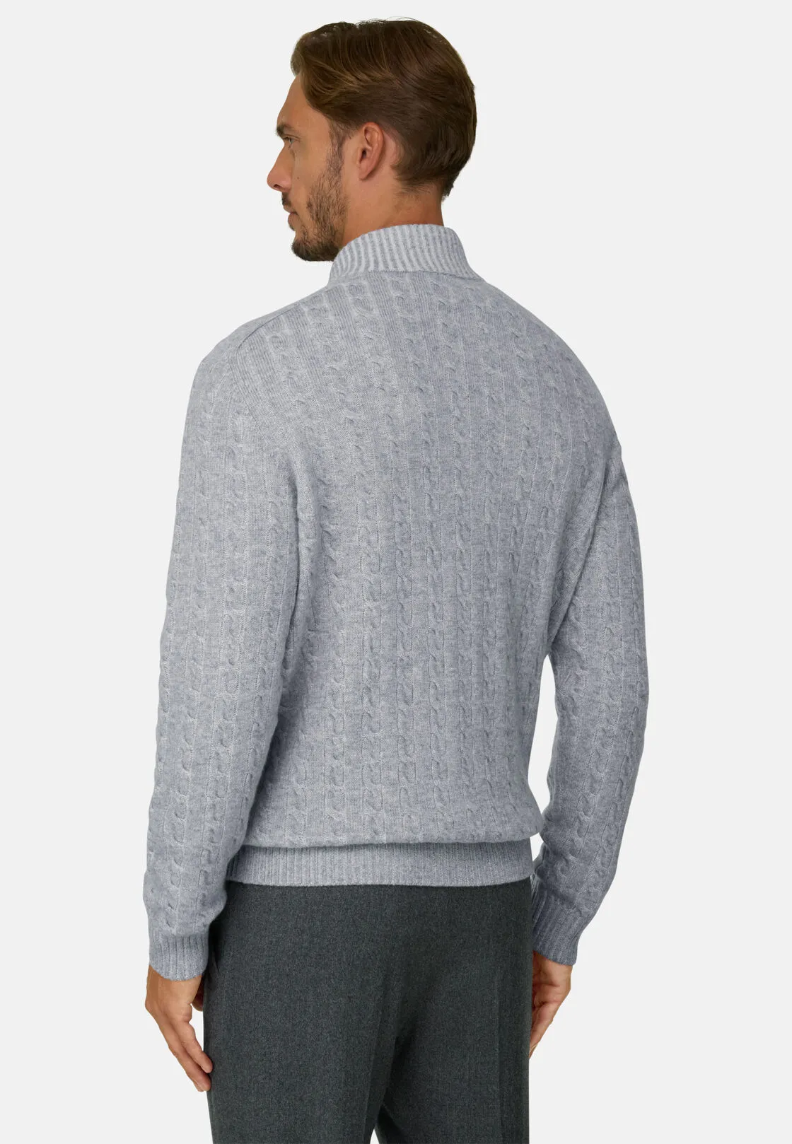 Boggi, Lupetto Full Zip In Lana Cashmere Vanisé, Uomo, Grigio, Taglia: L - immagine 4