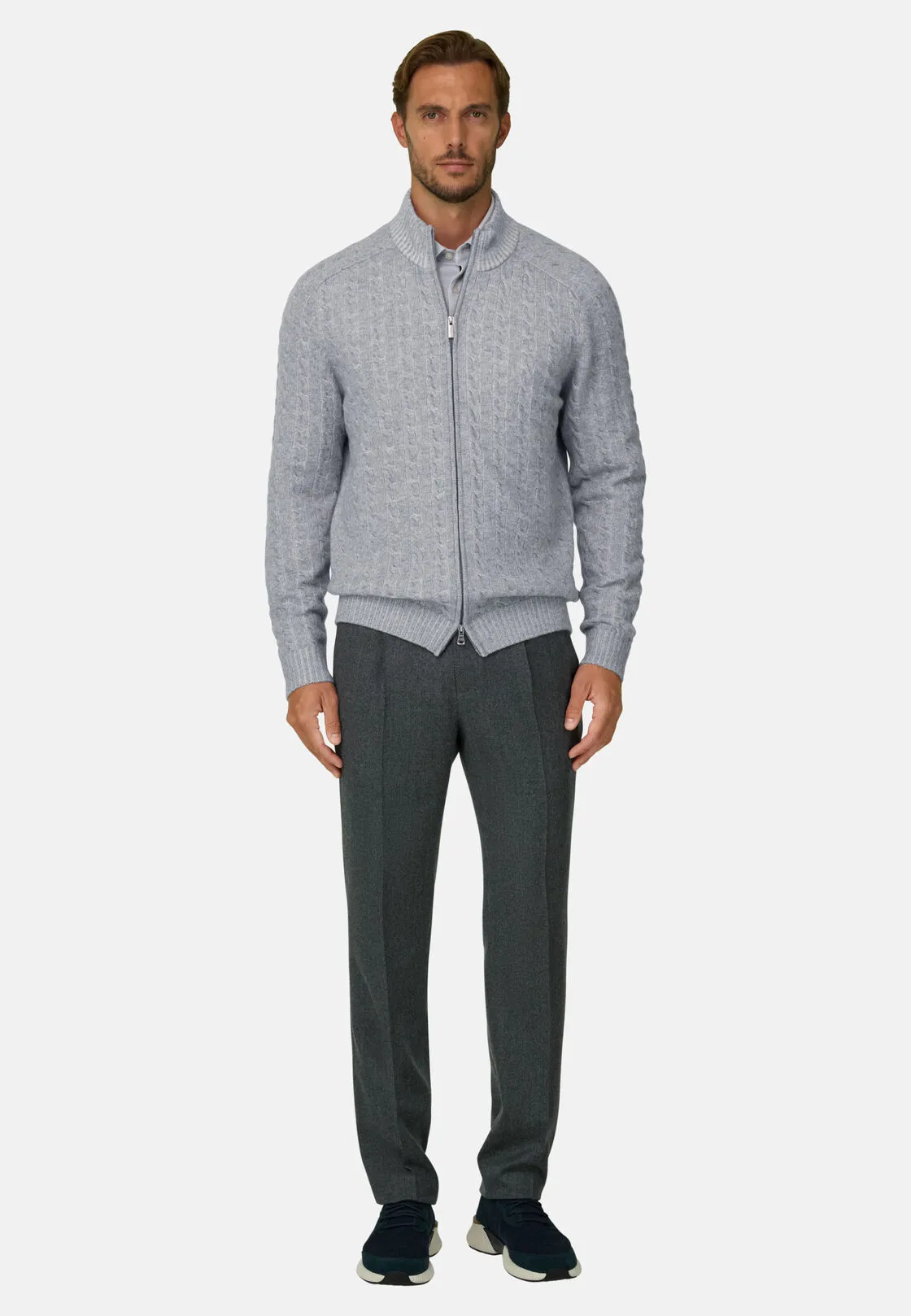 Boggi, Lupetto Full Zip In Lana Cashmere Vanisé, Uomo, Grigio, Taglia: XL - immagine 2