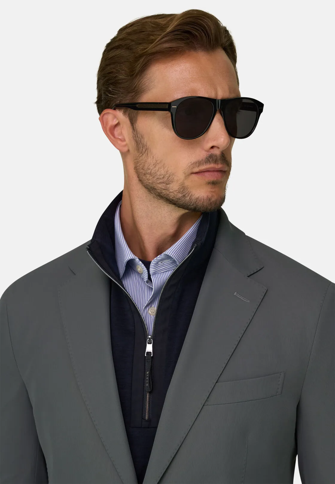 Boggi, Giacca In Nylon Elasticizzato Canneté B Tech, Uomo, Grigio, Taglia: 52 - immagine 3