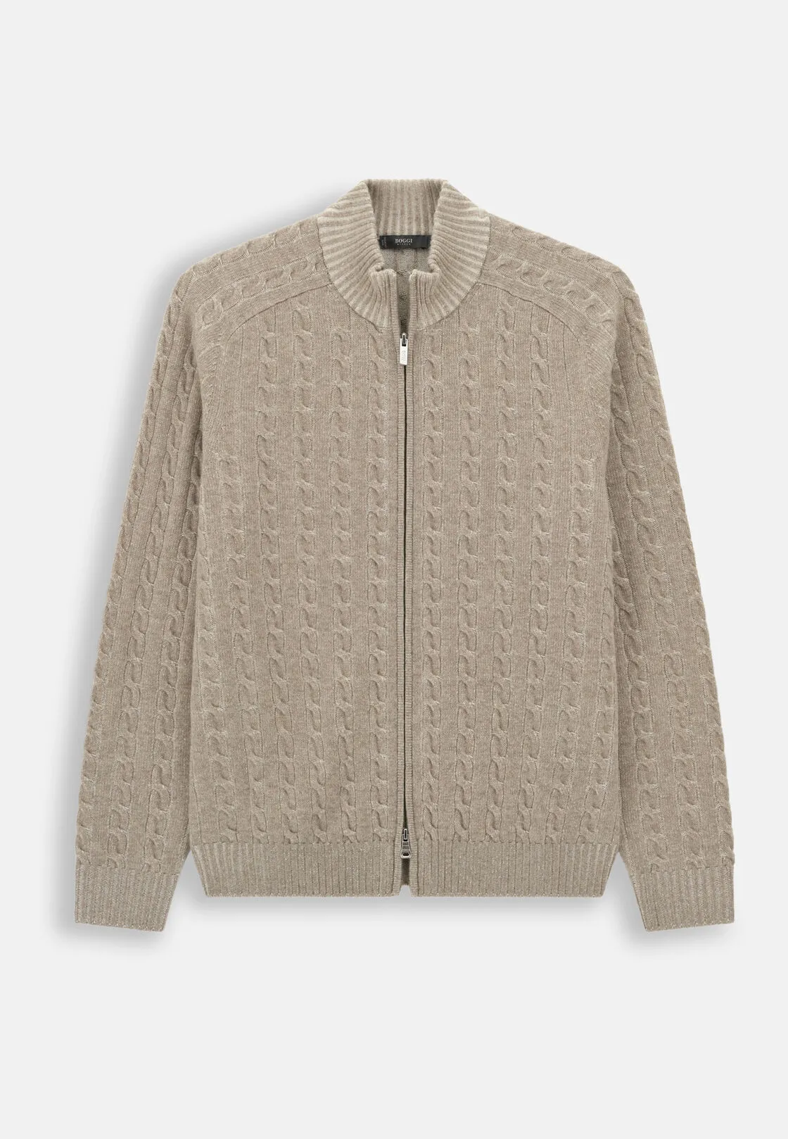 Boggi, Lupetto Full Zip In Lana Cashmere Vanisé, Uomo, Beige, Taglia: S - immagine 5
