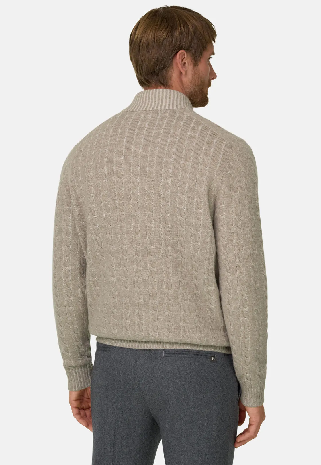Boggi, Lupetto Full Zip In Lana Cashmere Vanisé, Uomo, Beige, Taglia: XXL - immagine 4