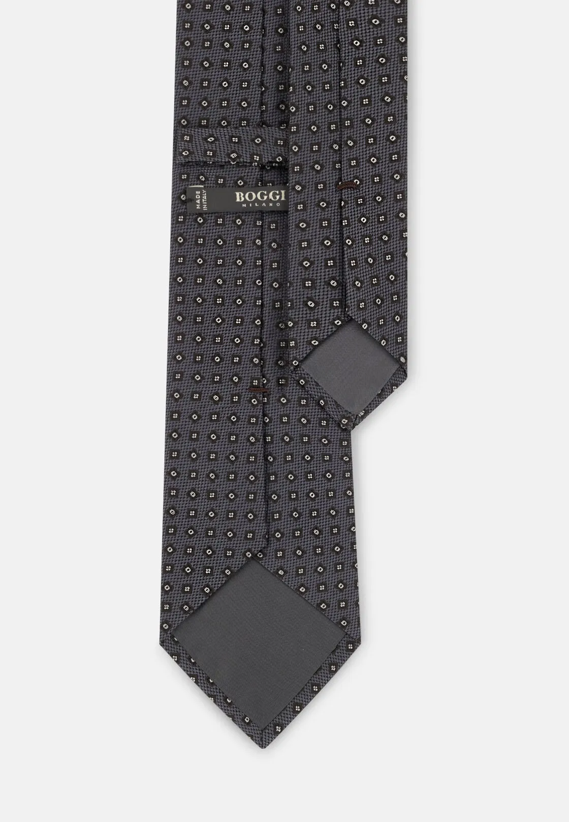 Boggi, Cravatta Jacquard Motivo Micro Fantasia In Seta, Uomo, Grigio - immagine 3