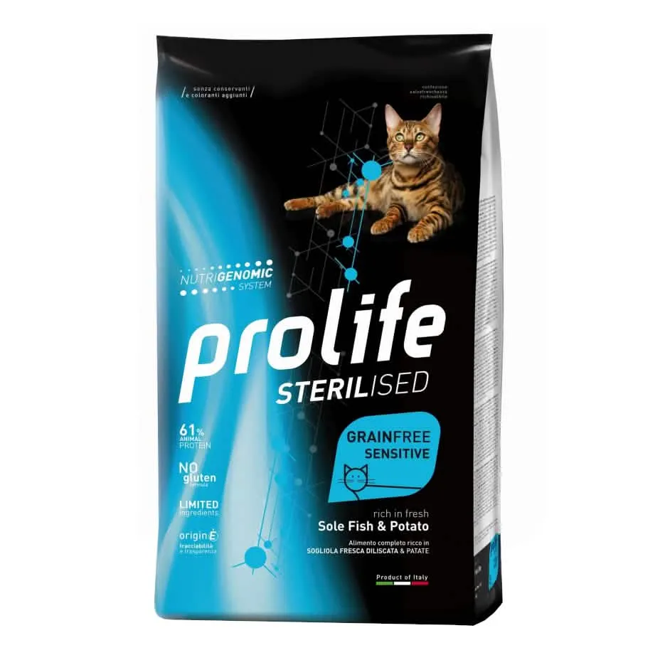 Prolife cat sterilised grain free sensitive adult sole fish & potato 1,5 kg - immagine 1