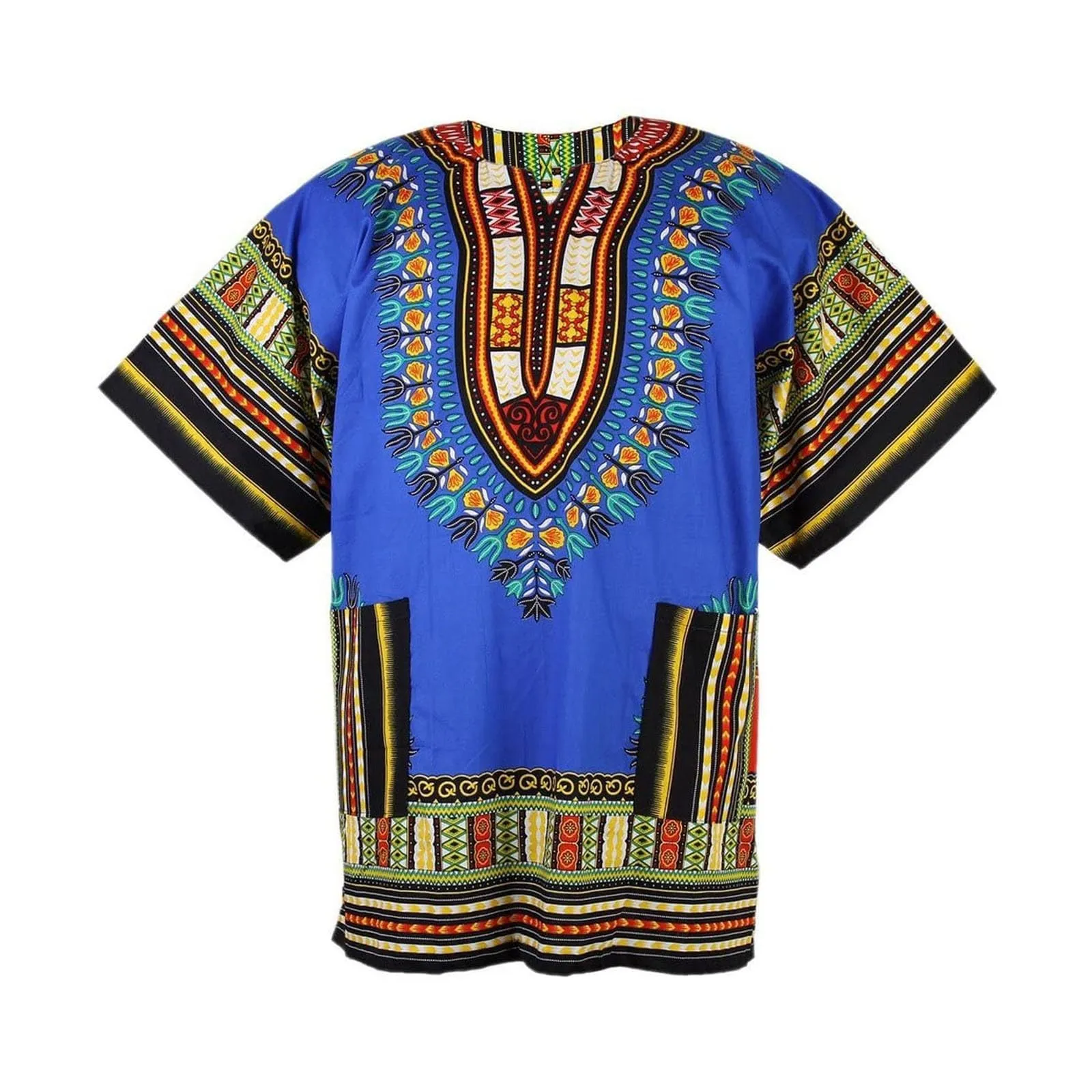 Mymyguoe Maglietta da uomo africana Dashiki Colorata Hippie Festival Abbigliamento Estivo Africa Style Dashiki Tee Shirt Stampa Floreale Camicia Tradizionale Africana Dashiki, Blu, 6XL - immagine 5