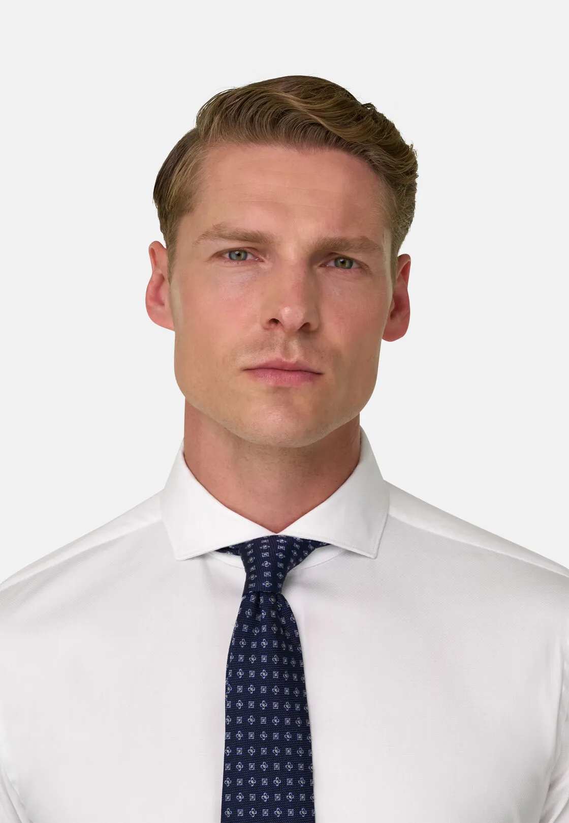 Boggi, Camicia In Dobby In Cotone Nylon Stretch Slim Fit, Uomo, Bianco, Taglia: 42 - immagine 3