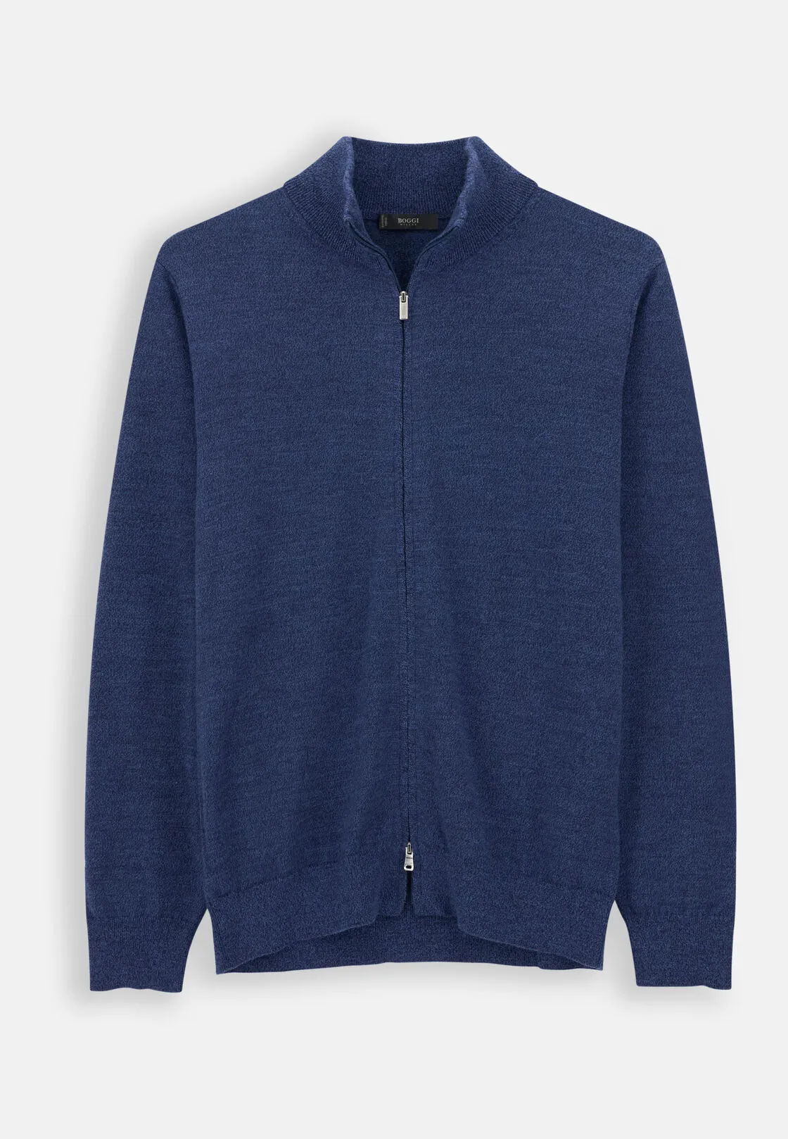 Boggi, Maglia Full Zip In Lana Merino Cashwool® Mouliné, Uomo, Indaco, Taglia: XS - immagine 5