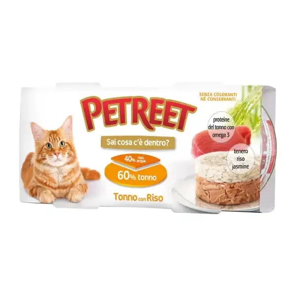 Petreet Adult Cat Tortino multipack 2x170 gr Tonno con Riso (scadenza: 19/03/2027) - immagine 1