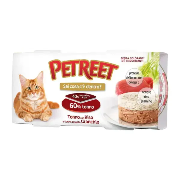 Petreet Adult Cat Tortino multipack 2x170 gr Tonno con Riso e Surimi - immagine 1