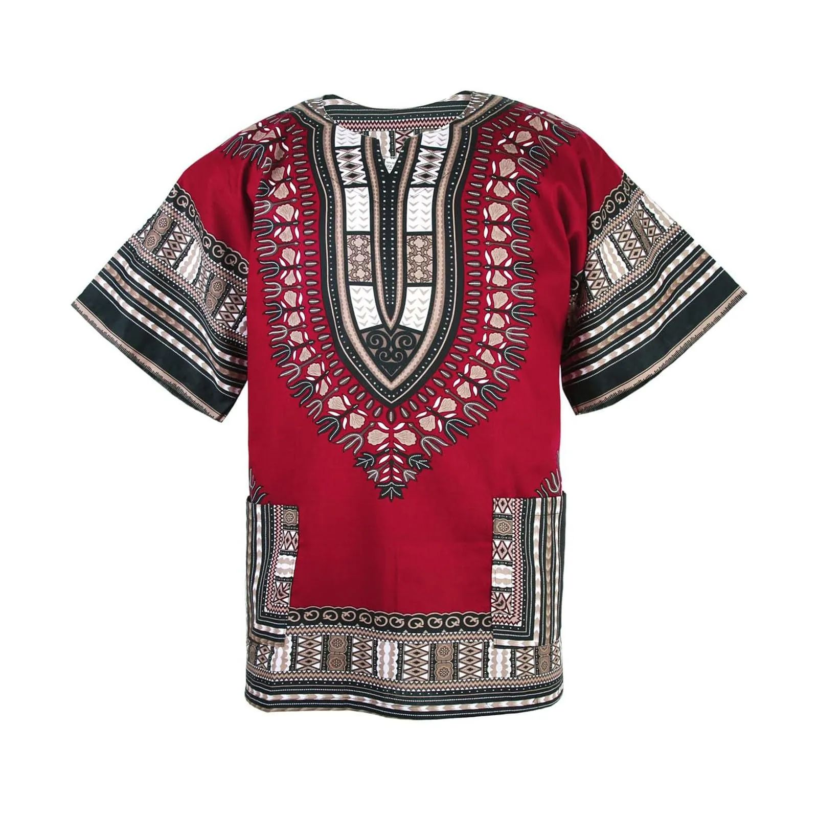 Mymyguoe Maglietta da uomo africana Dashiki Colorata Hippie Festival Abbigliamento Estivo Africa Style Dashiki Tee Shirt Stampa Floreale Camicia Tradizionale Africana Dashiki, Vino, XL - immagine 5