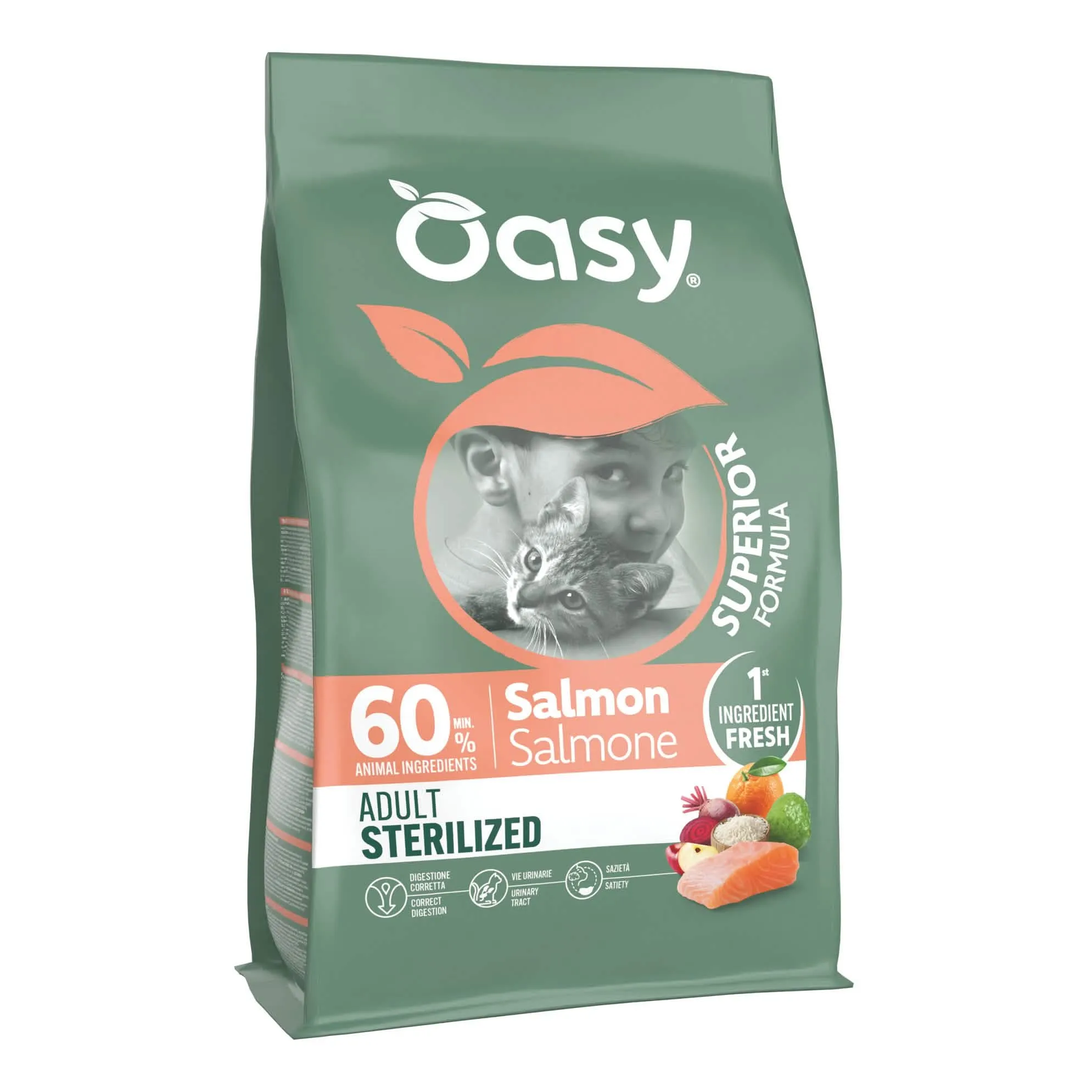 Oasy dry cat superior adult sterilized salmone 300 g - immagine 1