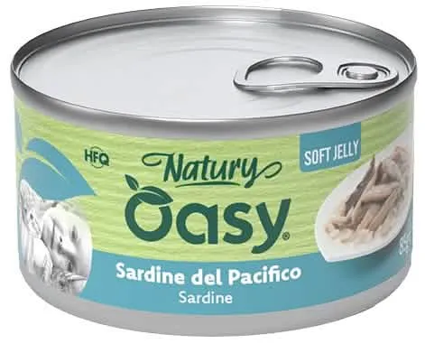 Oasy wet cat natury soft jelly sardine lattina 150 g - immagine 1