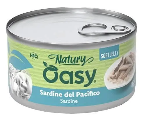 Oasy wet cat natury soft jelly sardine lattina 85 g - immagine 1