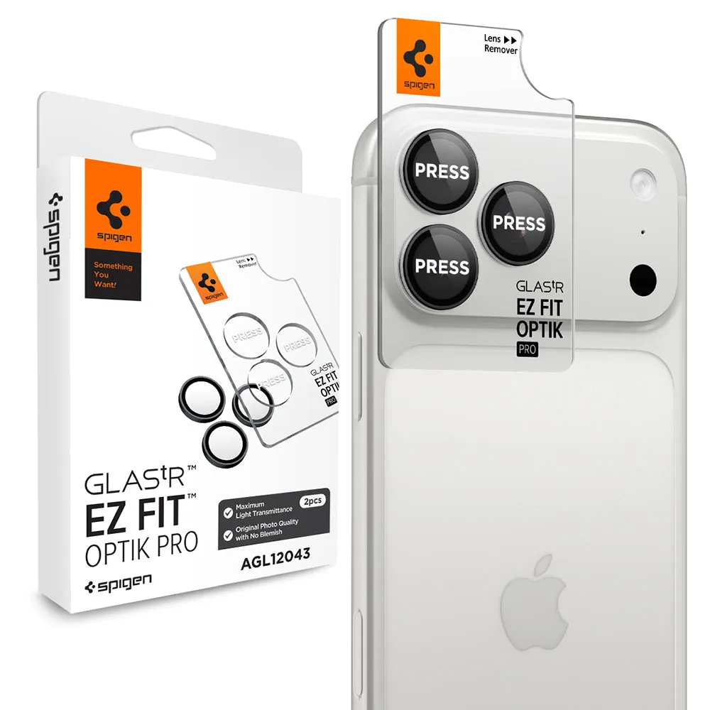 Pellicola protettiva per fotocamera posteriore Spigen GlastR EZ FIT Optik Pro per Apple iPhone 18 Pro / 18 Pro Max, vetro temperato, set da 2 pezzi, grigio scuro AGL12043 - immagine 1