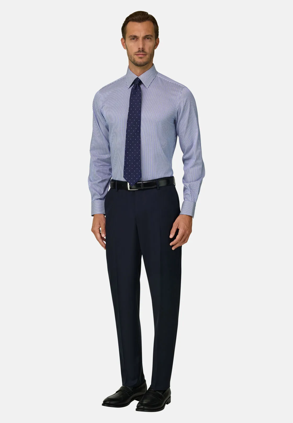 Boggi, Camicia A Righe In Twill Di Cotone Regular Fit, Uomo, Blu, Taglia: 37 - immagine 2