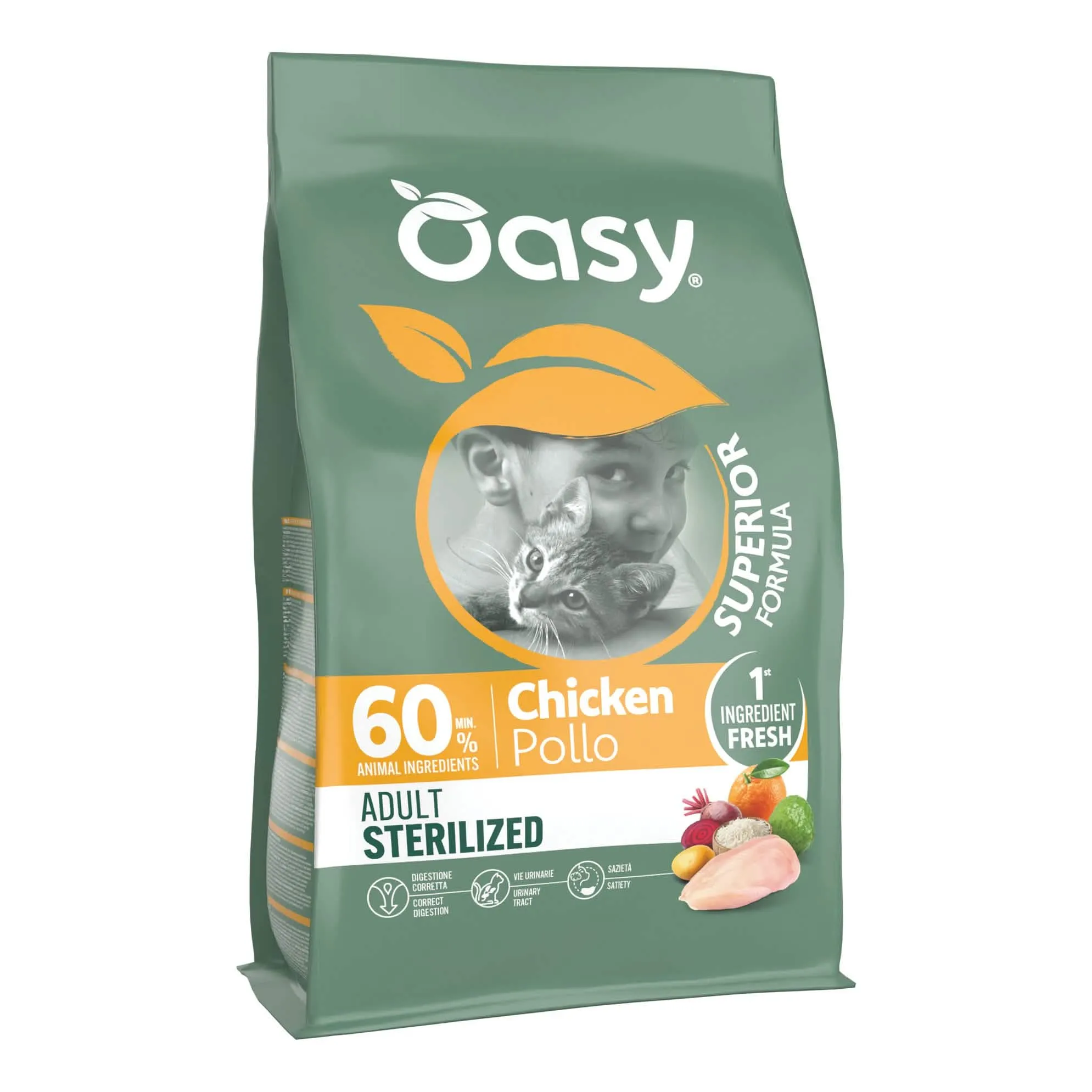 Oasy dry cat superior adult sterilized pollo 300 g - immagine 1