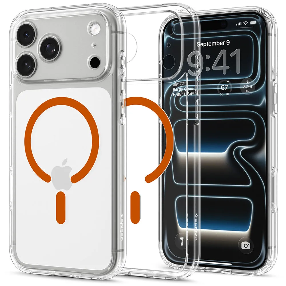 Custodia MagSafe per Apple iPhone 18 Pro / 17 Pro, Spigen, Ultra Hybrid, Trasparente Arancione ACS12159 - immagine 1