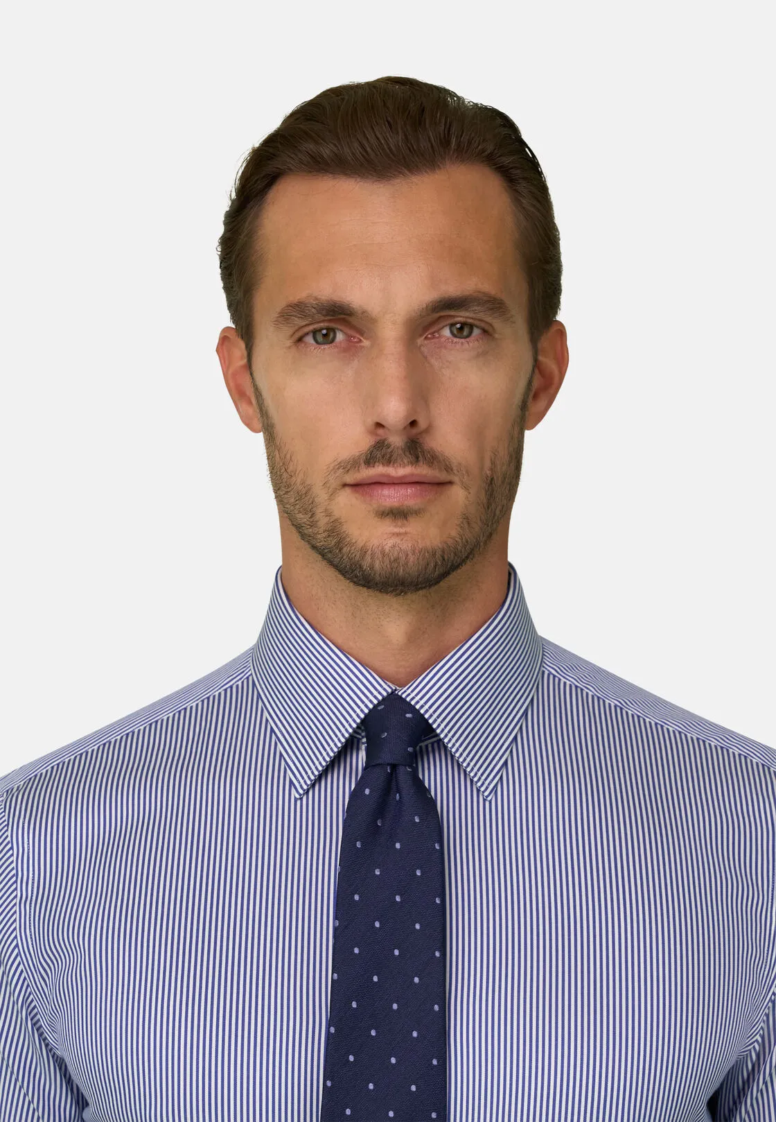 Boggi, Camicia A Righe In Twill Di Cotone Regular Fit, Uomo, Blu, Taglia: 39 - immagine 3