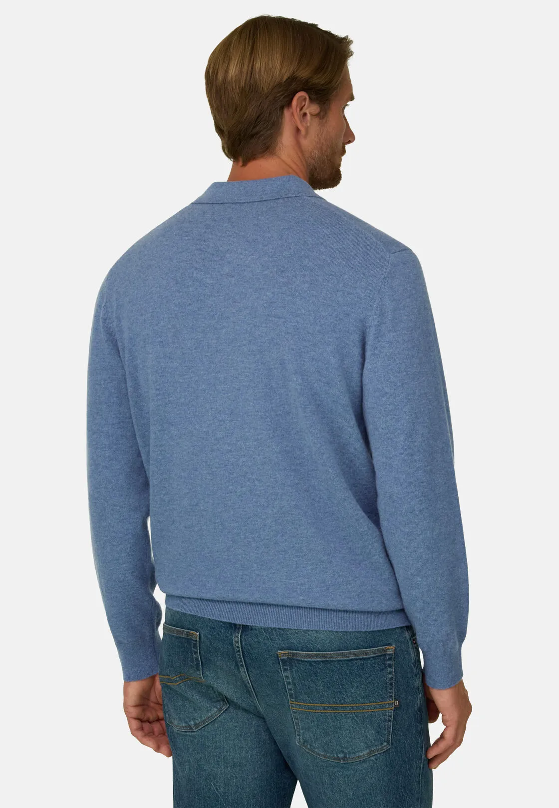 Boggi, Polo Di Maglia In Lana Cashmere, Uomo, Azzurro, Taglia: S - immagine 4