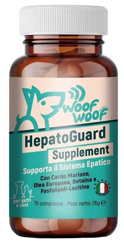 Woof woof wellness hepatoguard supplement fegato cani e gatti 75 compresse - immagine 1