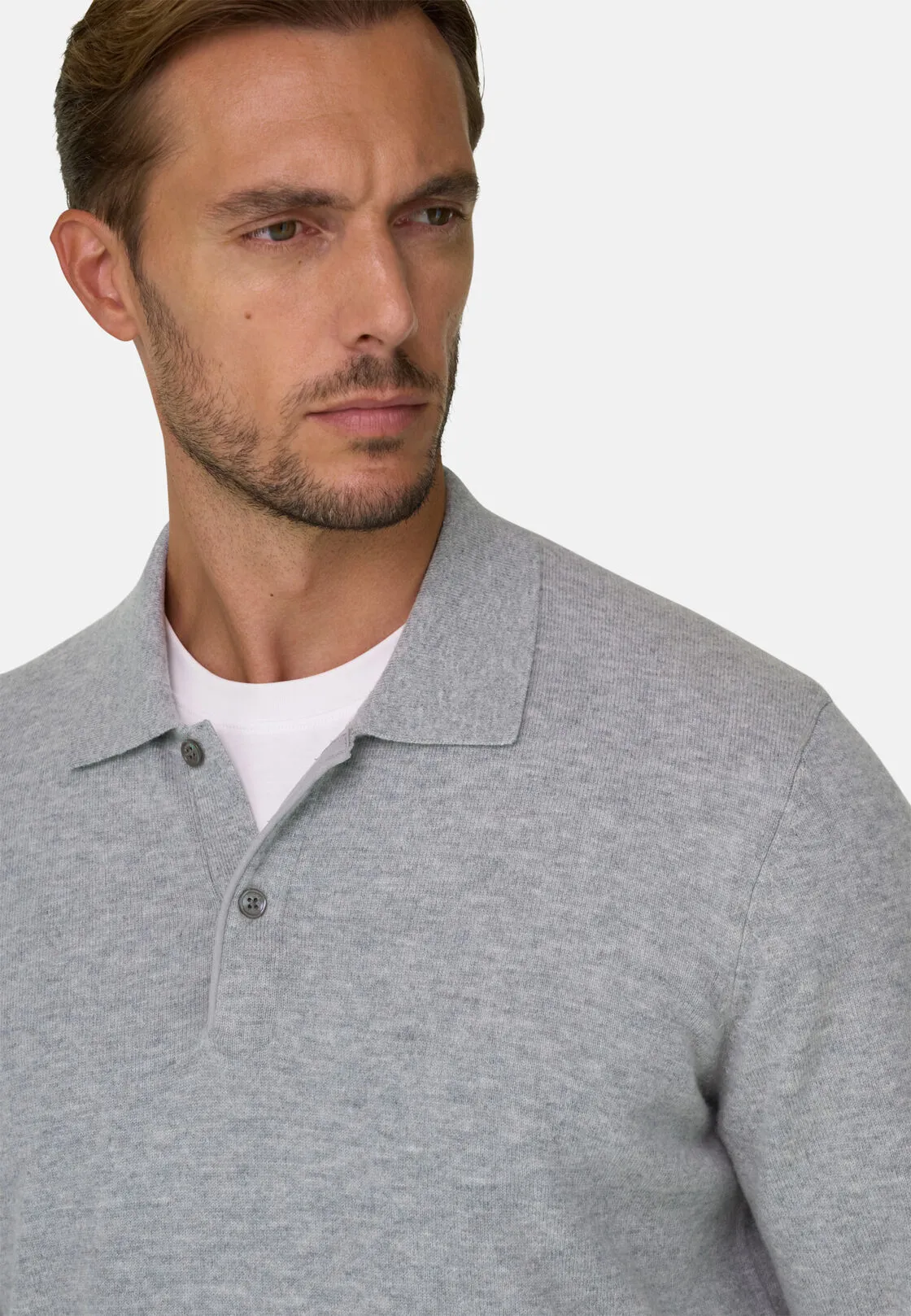 Boggi, Polo Di Maglia In Lana Cashmere, Uomo, Grigio, Taglia: M - immagine 3