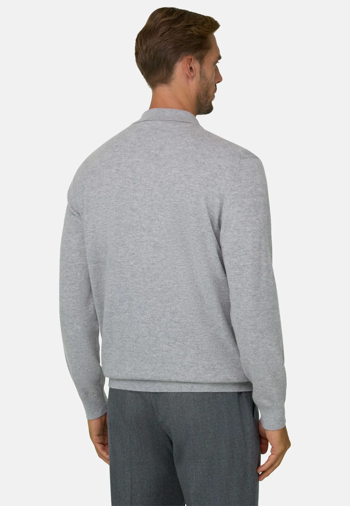 Boggi, Polo Di Maglia In Lana Cashmere, Uomo, Grigio, Taglia: M - immagine 4