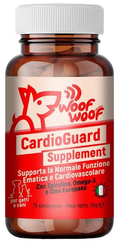 Woof woof wellness cardioguard supplement salute cardiovascolare cani e gatti 75 compresse - immagine 1