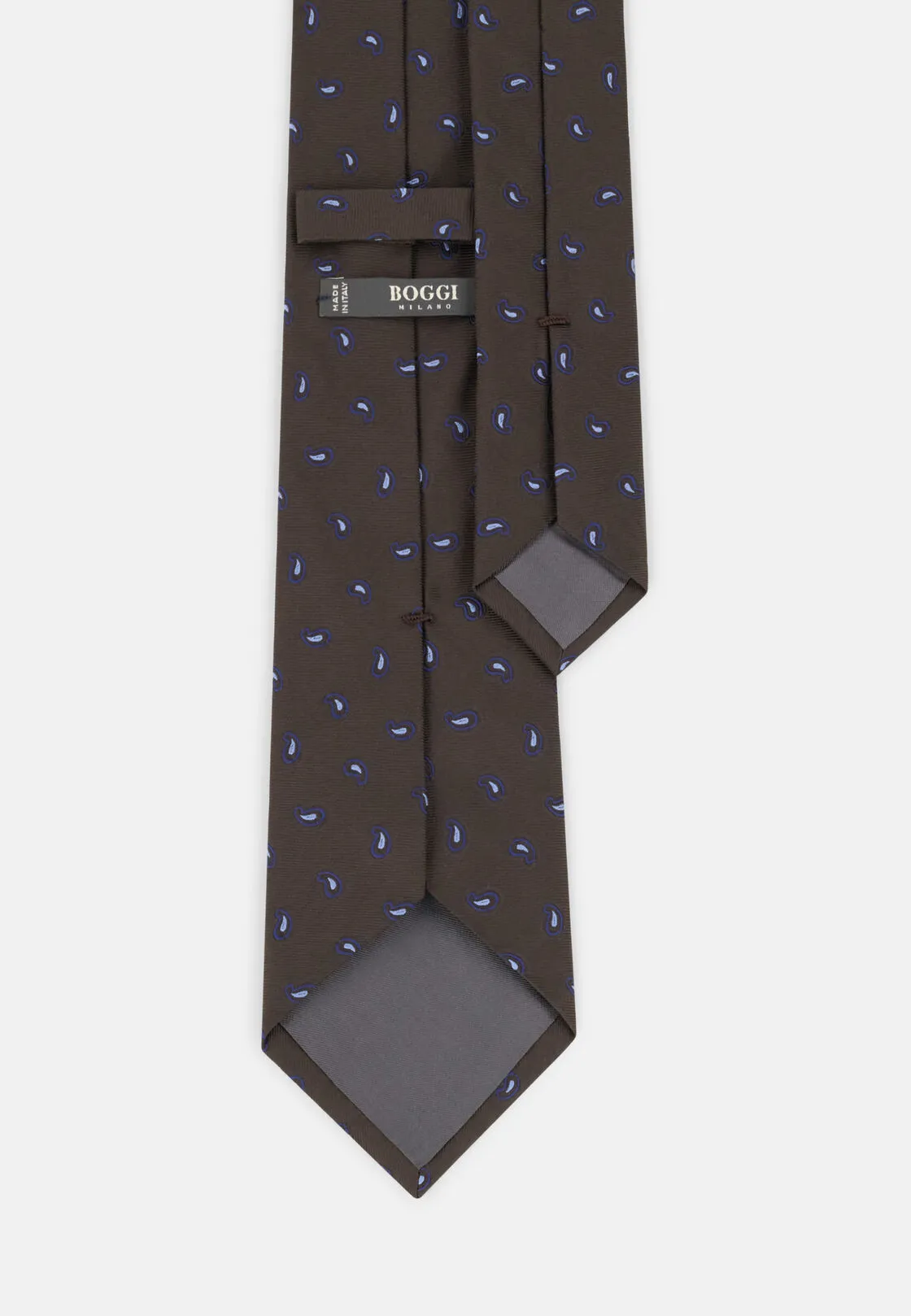 Boggi, Cravatta Jacquard Motivo Micro Paisley In Seta, Uomo, Marrone scuro - immagine 3