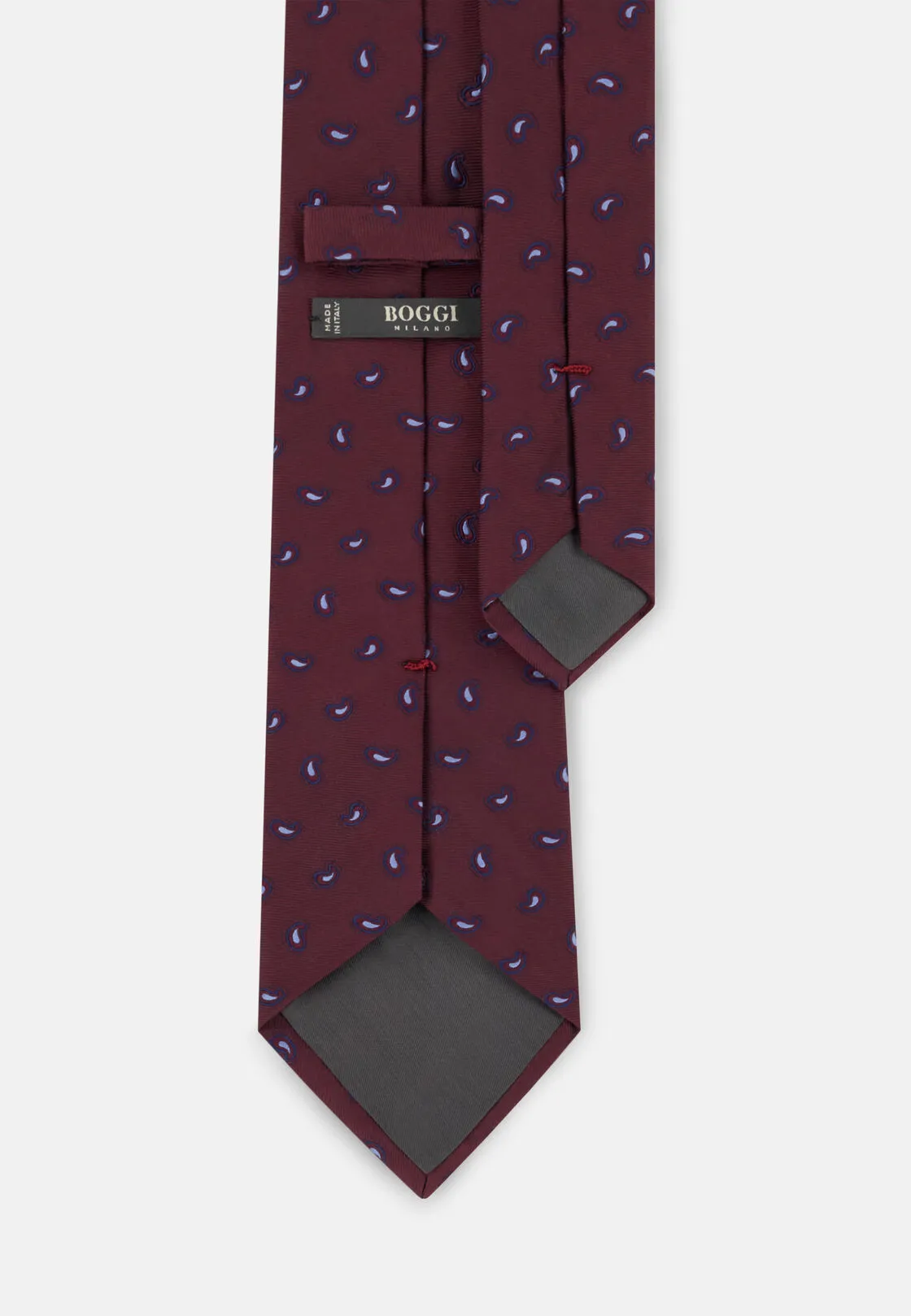 Boggi, Cravatta Jacquard Motivo Micro Paisley In Seta, Uomo, Burgundy - immagine 3