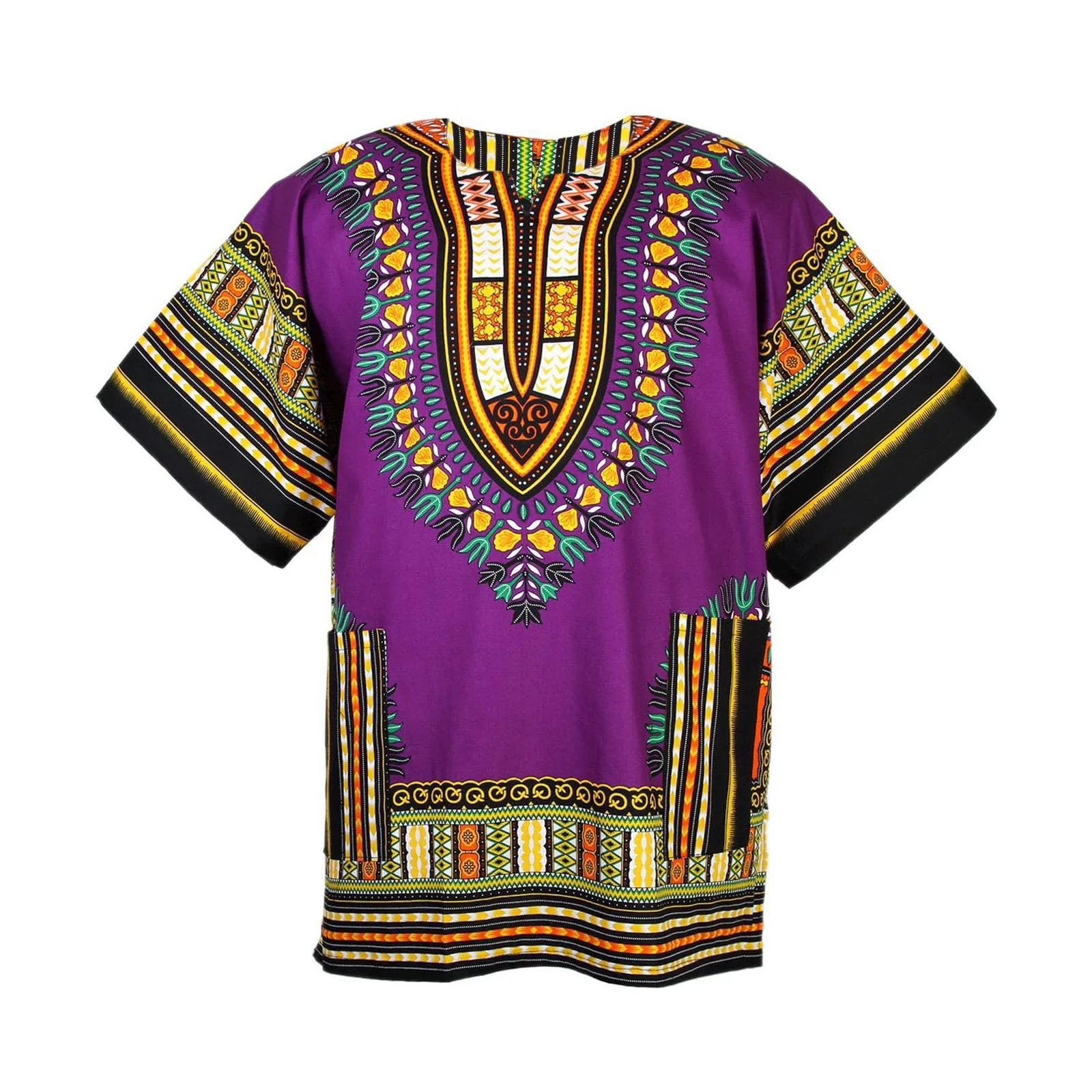 Mymyguoe Maglietta da uomo africana Dashiki Colorata Hippie Festival Abbigliamento Estivo Africa Style Dashiki Tee Shirt Stampa Floreale Camicia Tradizionale Africana Dashiki, Lilla, S - immagine 5