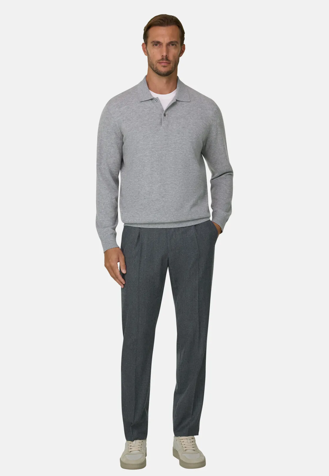 Boggi, Polo Di Maglia In Lana Cashmere, Uomo, Grigio, Taglia: XXL - immagine 2