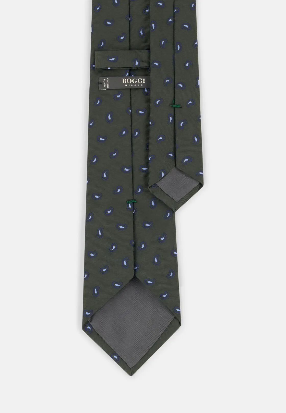 Boggi, Cravatta Jacquard Motivo Micro Paisley In Seta, Uomo, Verde - immagine 3