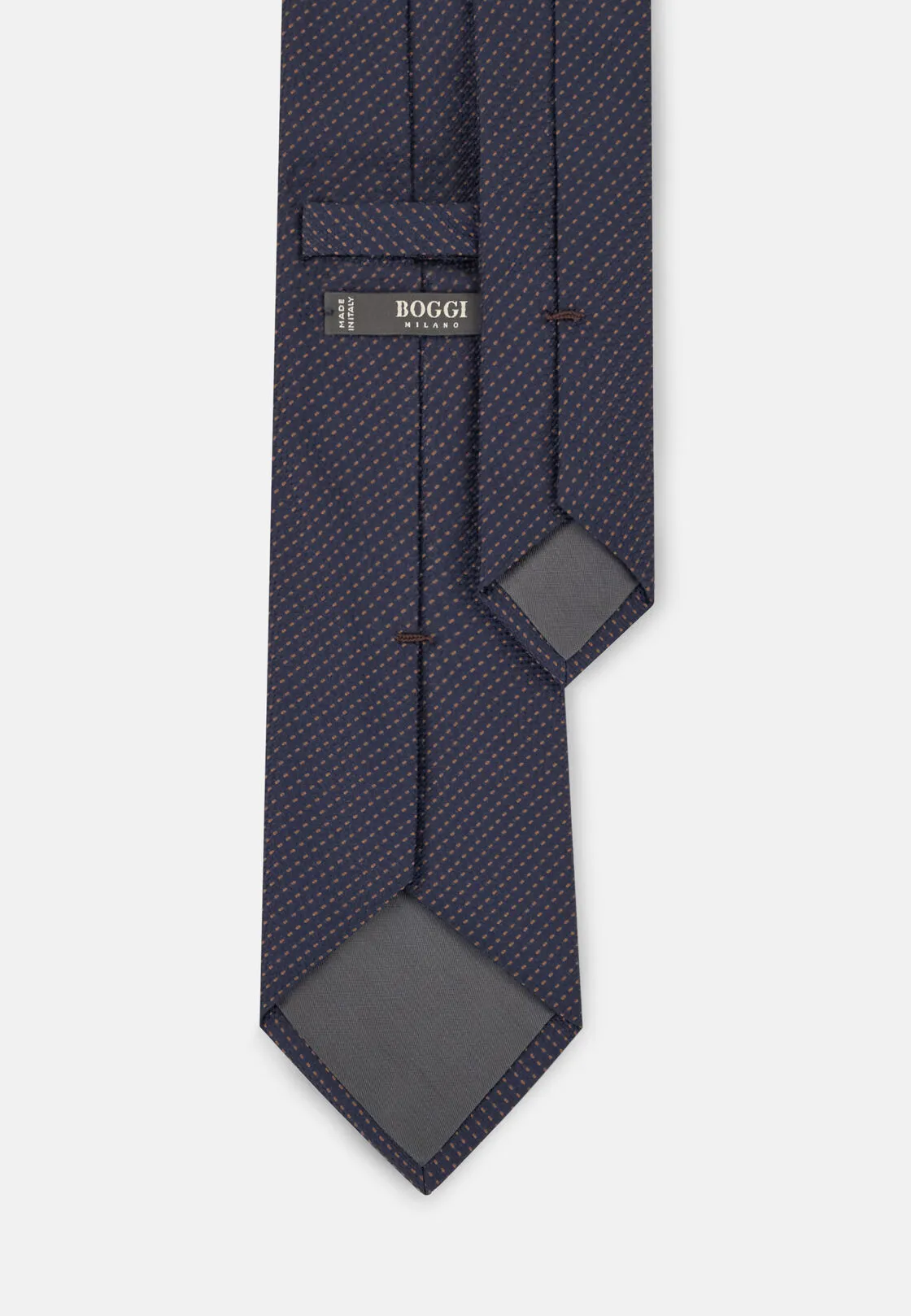 Boggi, Cravatta Jacquard Motivo Micro Pois In Seta, Uomo, Navy - immagine 3