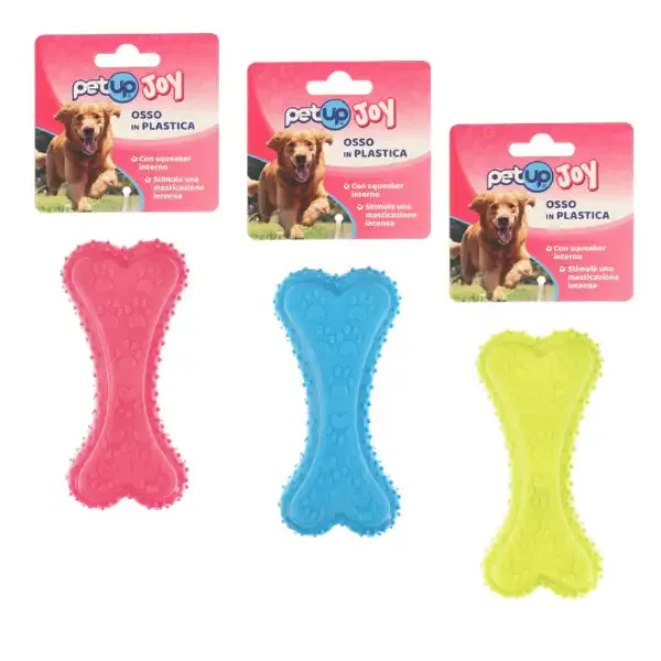 PetUp Joy gioco per cani Osso in TPR con squeaker Misura 12 cm Colori assortiti - Giochi per cani - immagine 1