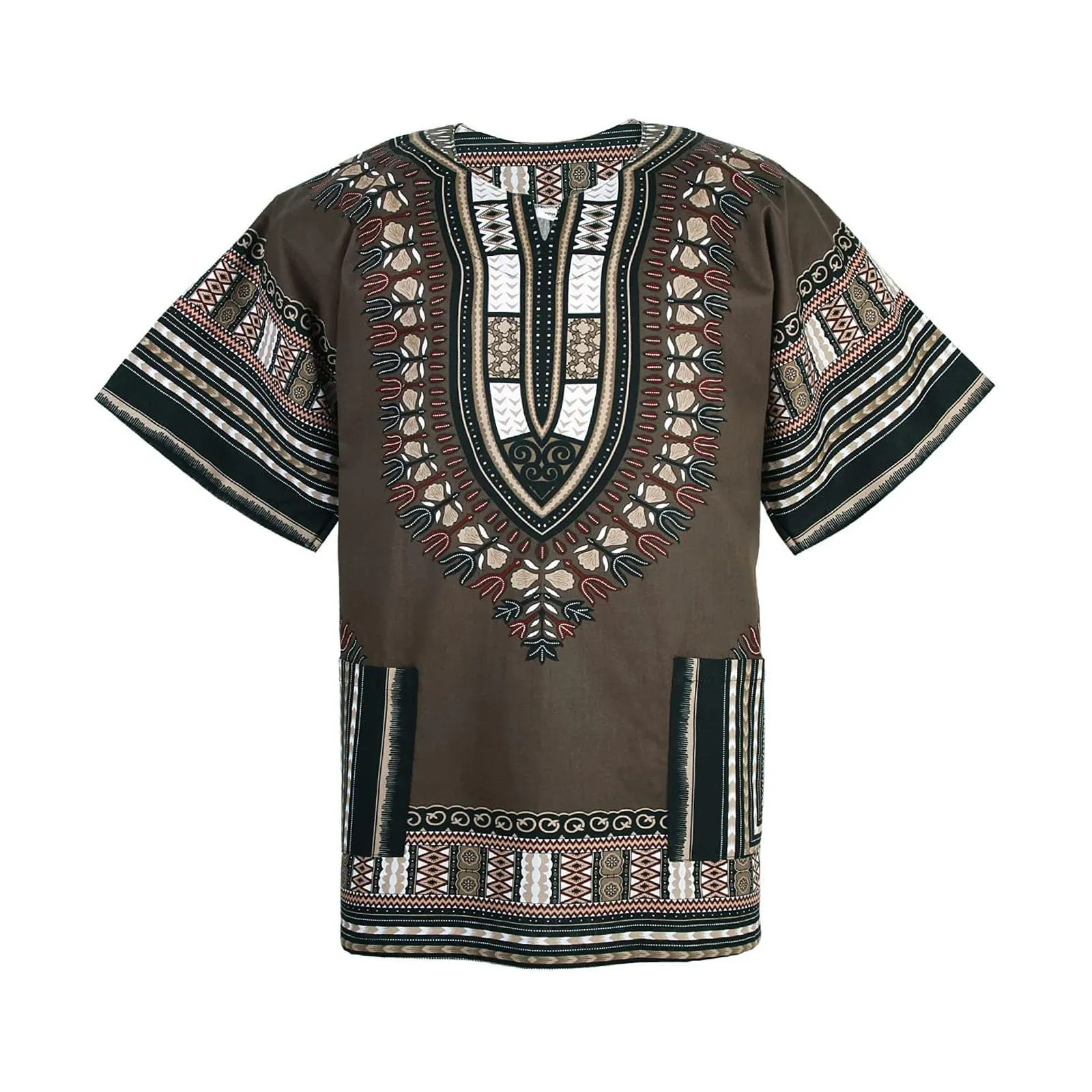 Mymyguoe Maglietta da uomo africana Dashiki Colorata Hippie Festival Abbigliamento Estivo Africa Style Dashiki Tee Shirt Stampa Floreale Camicia Tradizionale Africana Dashiki, caffè, 3XL - immagine 5