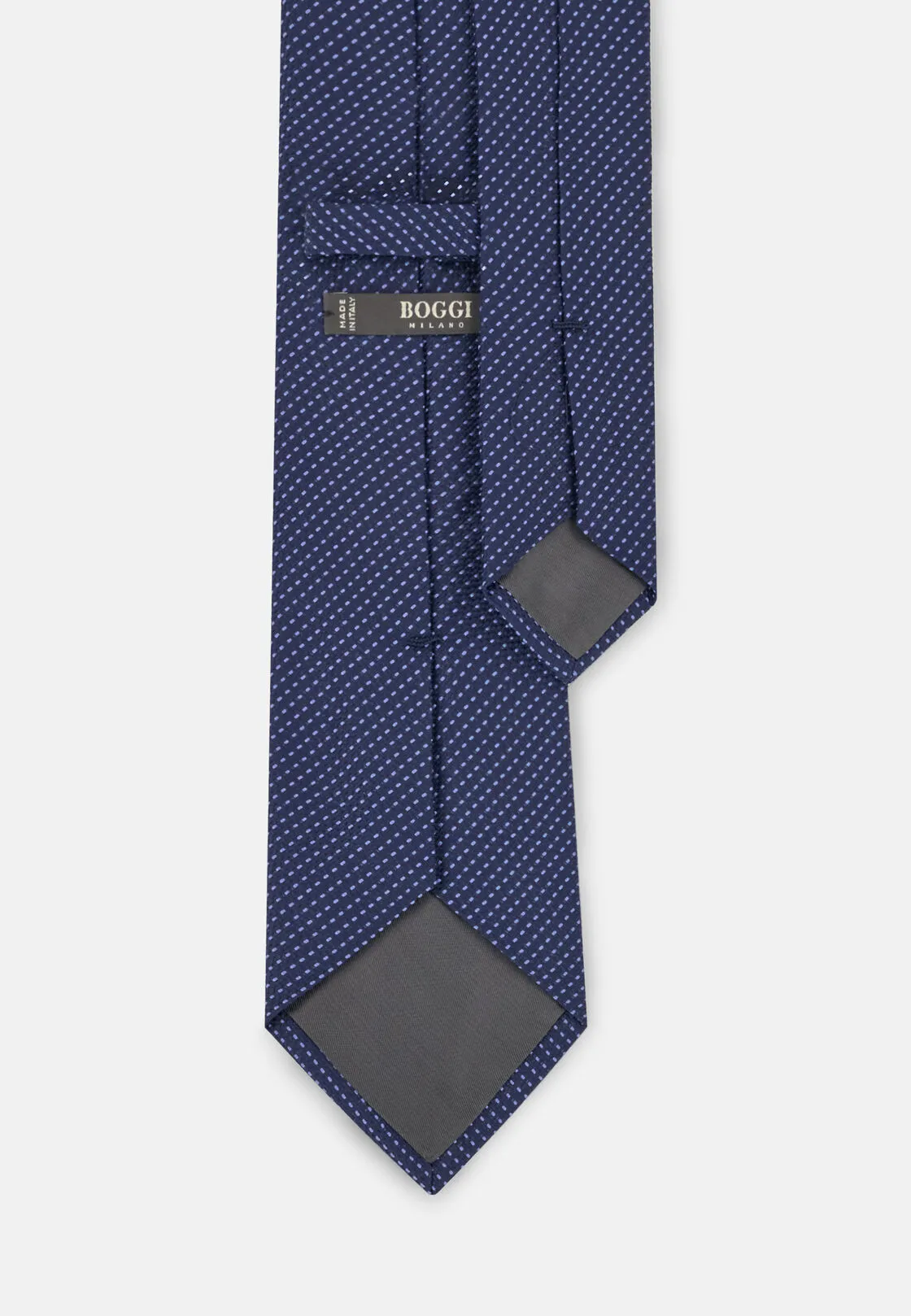 Boggi, Cravatta Jacquard Motivo Micro Pois In Seta, Uomo, Blu - immagine 3