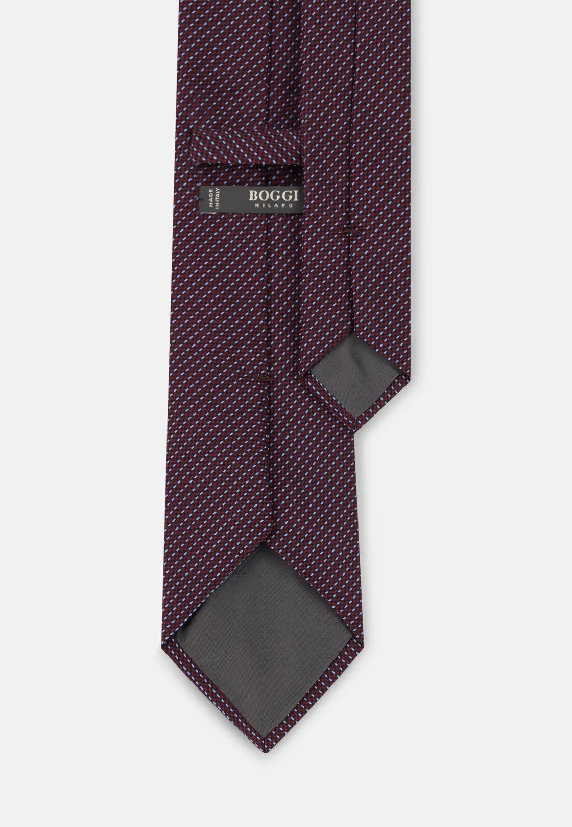 Boggi, Cravatta Jacquard Motivo Micro Pois In Seta, Uomo, Burgundy - immagine 3